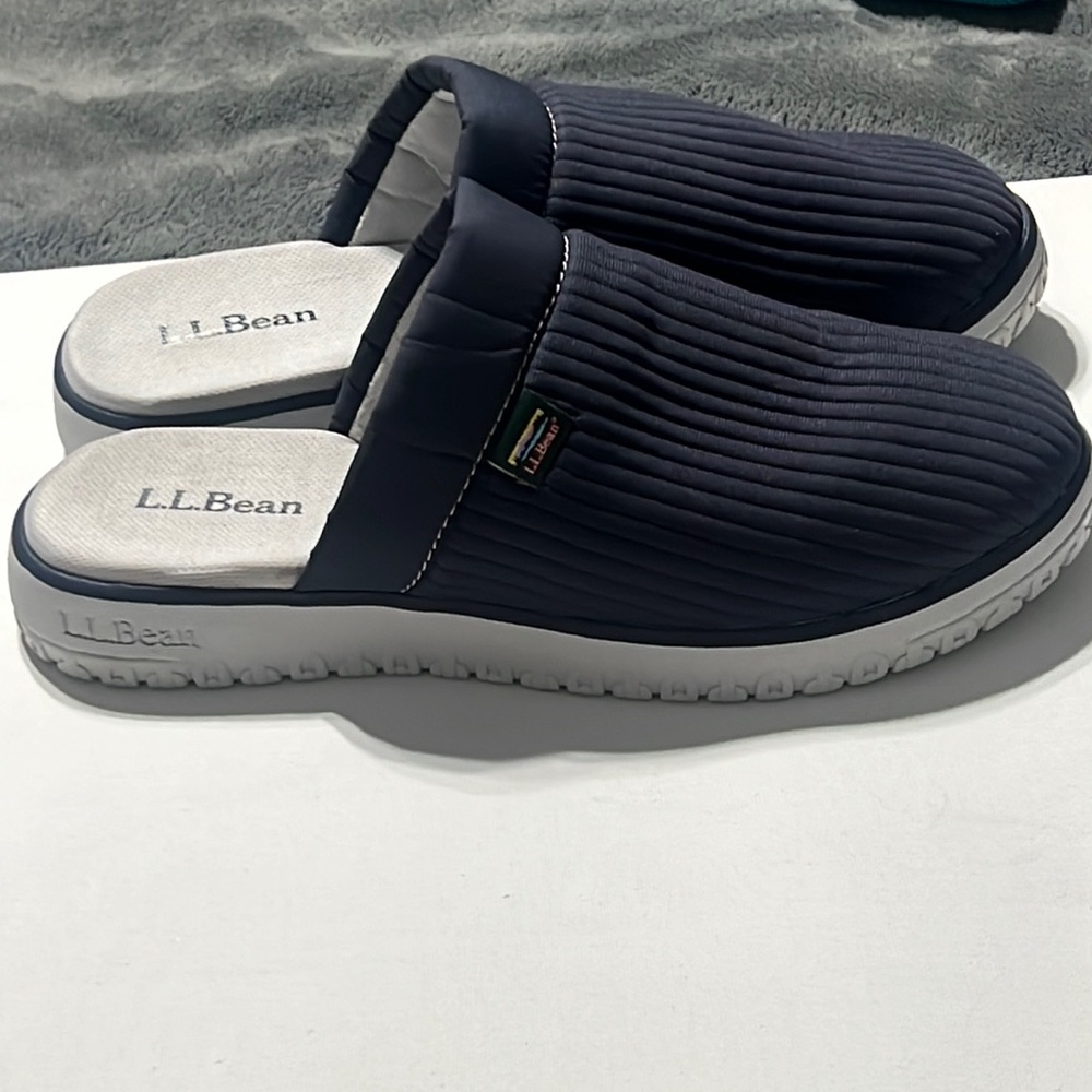 LL BEAN Women's Size 7 M Bean Sport Woven Comfort Mocs Comfort Slides Mules Blue